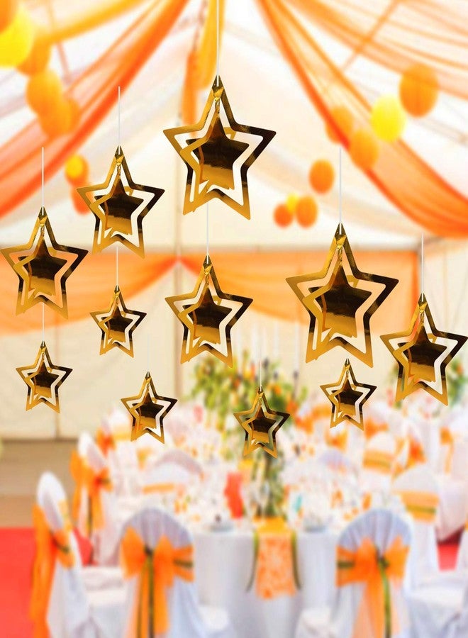 شورو مجموعة من 10 قطع من زينة حفلات النجوم ثلاثية الأبعاد الذهبية المعدنية، لوازم حفلات النجوم، زينة معلقة للحفلات، عيد ميلاد سعيد، ذكرى سنوية، - Image 1